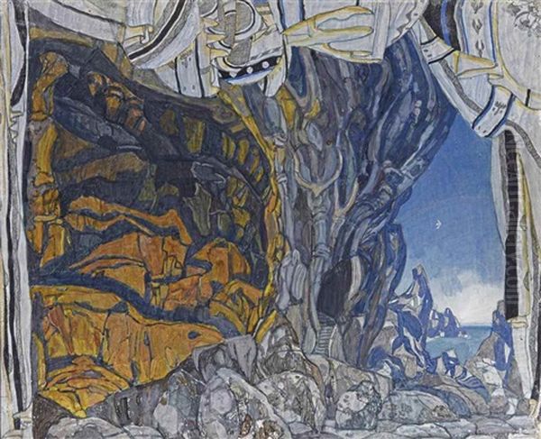 Stage Design For Orphee: Act Ii Oil Painting by Aleksandr Jakovlevic Golovin