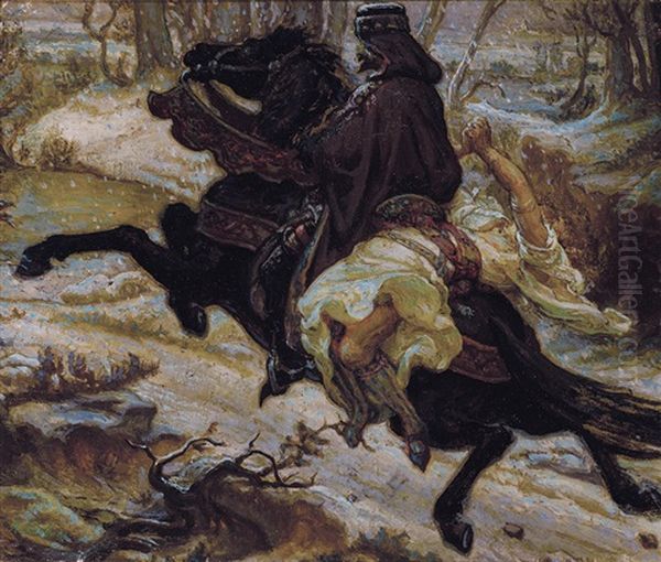 Slavic Count And A Female Captive Oil Painting by Aleksandr Jakovlevic Golovin