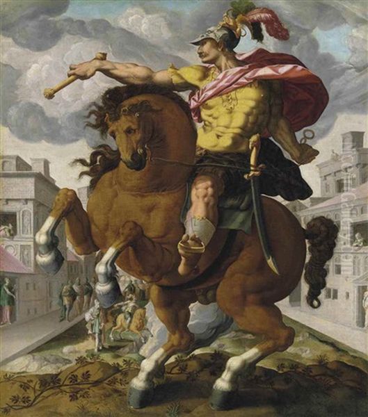 Marcus Curtius Oil Painting by Goltzius Hendrick