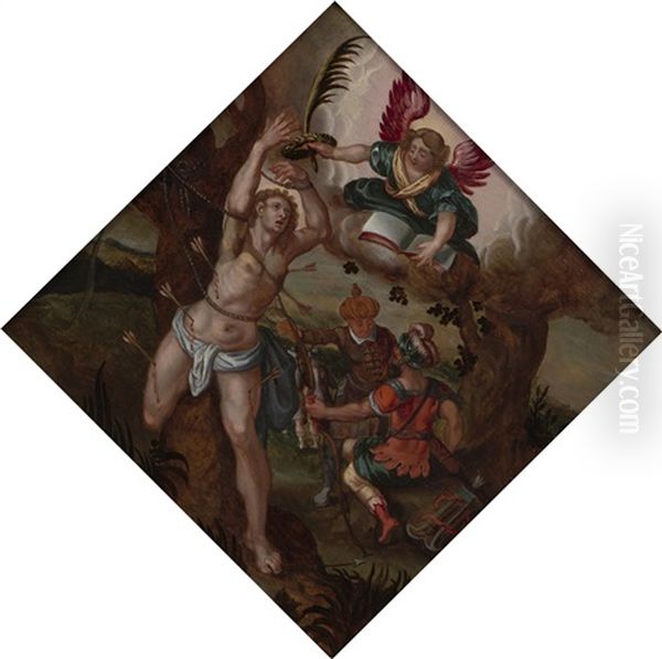 The Martyrdom Of Saint Sebastian Oil Painting by Goltzius Hendrick