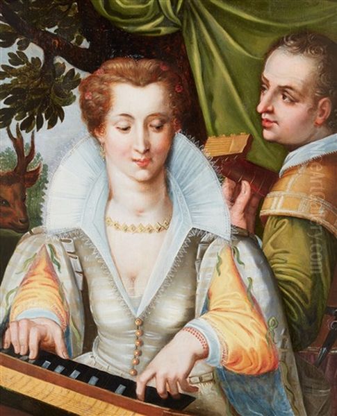 Hearing Oil Painting by Goltzius Hendrick