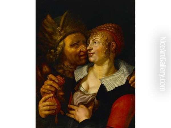 Unequal Lovers Oil Painting by Goltzius Hendrick