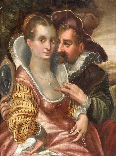 Paar Gemalde Allegorie Des Gesichtssinns Allegorie Des Geruchssinns (pair) Oil Painting by Goltzius Hendrick