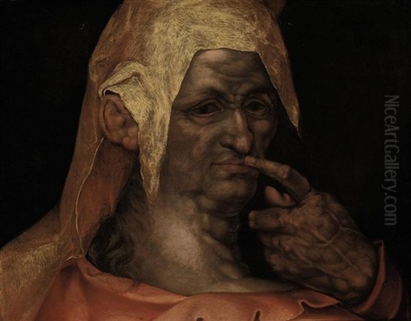 Head Of A Grotesque (study) Oil Painting by Goltzius Hendrick