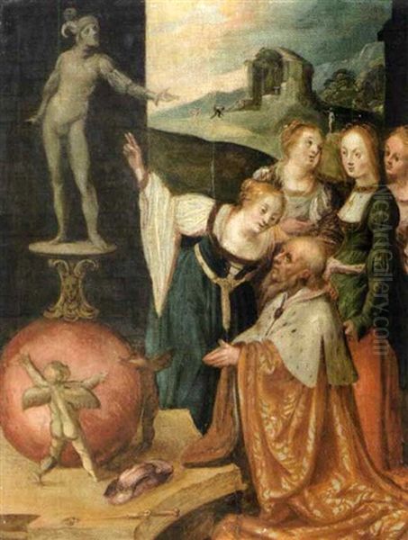 Salomons Gotzendienst Oil Painting by Goltzius Hendrick