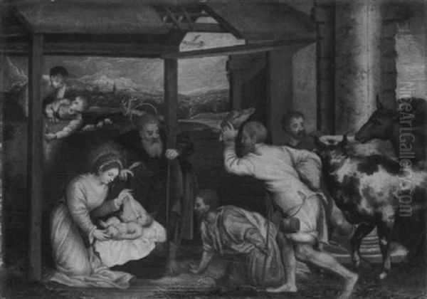 Die Anbetung Der Hirten Oil Painting by Goltzius Hendrick