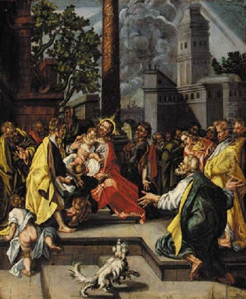 Suffer The Little Children To Come Unto Me, And Forbid Them Not Oil Painting by Goltzius Hendrick