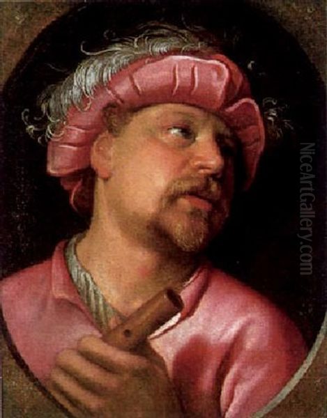 Bildnis Eines Flotenspielers Oil Painting by Goltzius Hendrick