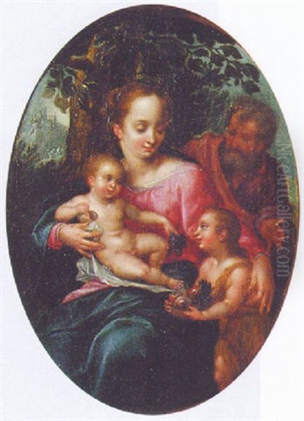The Holy Family With The Infant Saint John The Baptist Oil Painting by Goltzius Hendrick