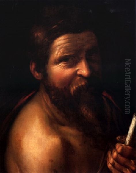 Portrait Of A Bearded Man Holding A Scroll Of Paper Oil Painting by Goltzius Hendrick