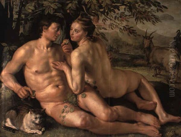 The Fall Of Man Oil Painting by Goltzius Hendrick