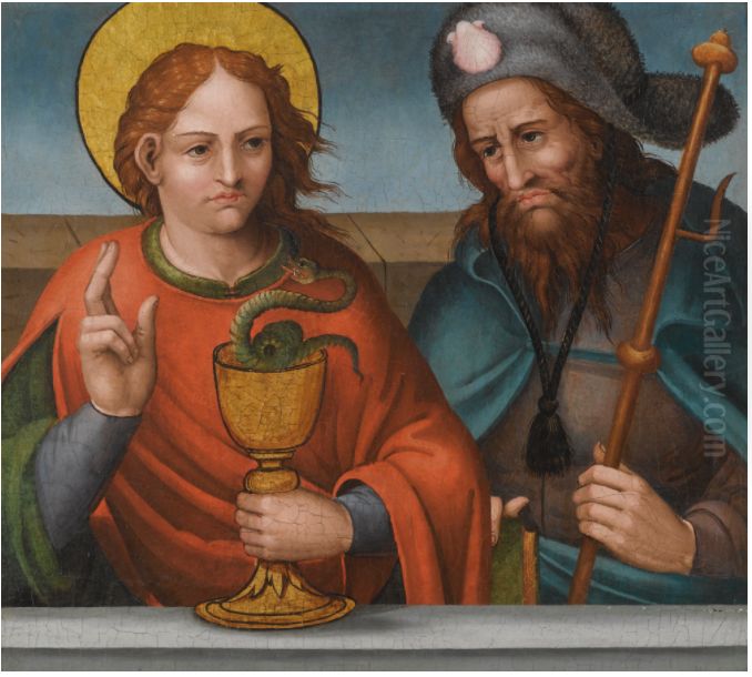 Saints John The Evangelist And James The Greater Oil Painting by Martin Gomez the Elder