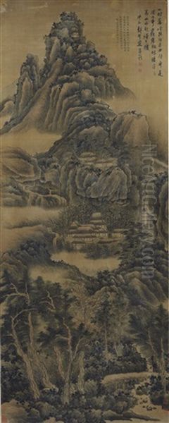 Seclusion Amidst Mountains And Streams Oil Painting by  Gong Xian