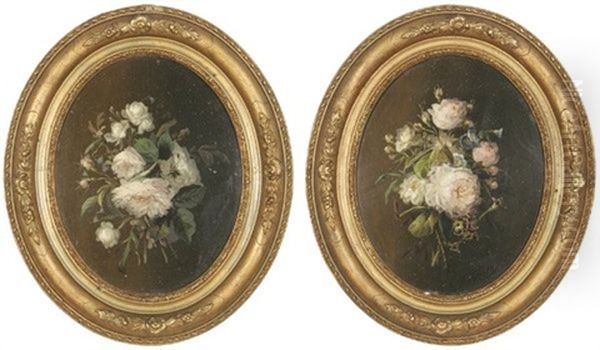 Rosengebinde (+ Another; 2 Works) Oil Painting by Clement Gontier