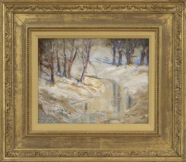 Snow Covered Wooded Landscape Oil Painting by Boyer Gonzales