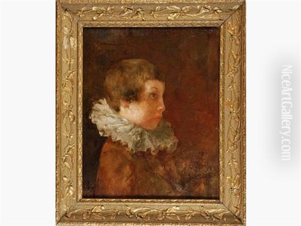 Portrait D'enfant A La Fraise Oil Painting by Juan Antonio Gonzalez