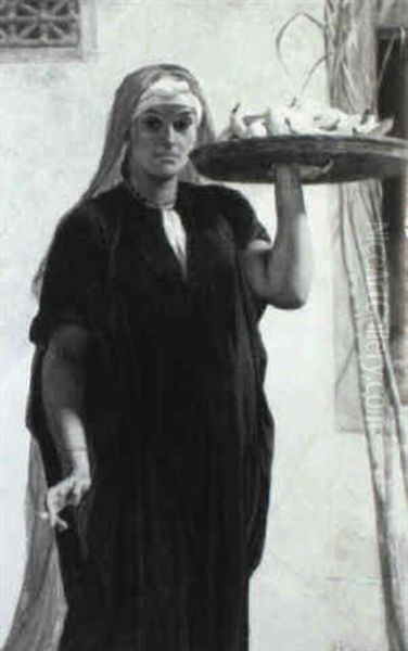 Beautiful Young Woman With Platter Of Lemons Oil Painting by Frederick Goodall