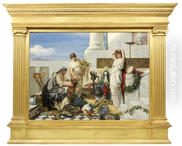 Preparing For The Festival Oil Painting by May C. Goodhall