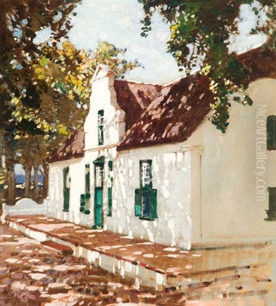 Cape Dutch House In Franschhoek Oil Painting by Robert Gwelo Goodman