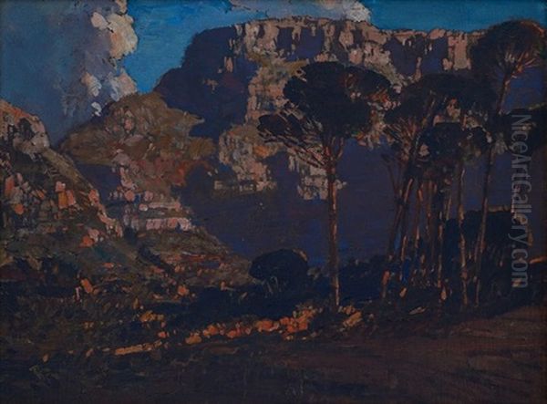 Tall Pines, Table Mountain Beyond Oil Painting by Robert Gwelo Goodman