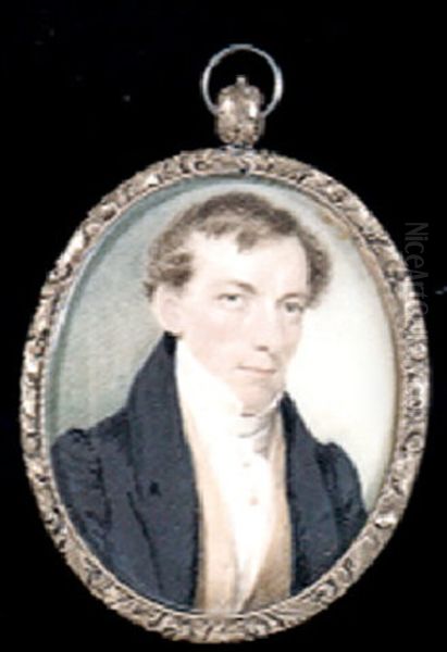 Nathan Carruth, Wearing Black Coat, Yellow Waistcoat And White Cravat Oil Painting by Sarah Goodridge