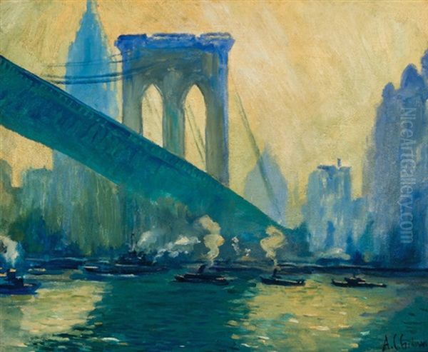 The Brooklyn Bridge Oil Painting by Arthur Clifton Goodwin