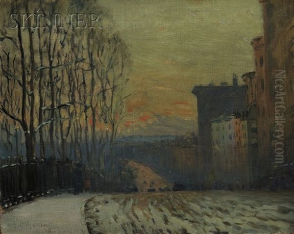 Beacon Street In Winter Oil Painting by Arthur Clifton Goodwin