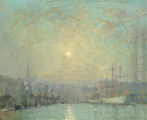 Mystic Dock, Boston Oil Painting by Arthur Clifton Goodwin