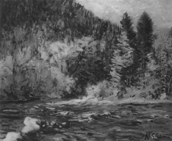 Stream In Autumn Oil Painting by Arthur Clifton Goodwin