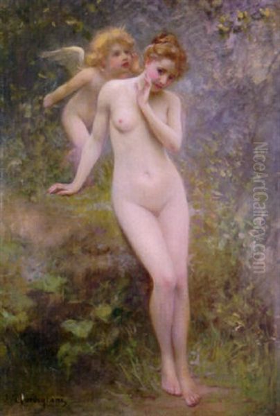 Nude With Putto Oil Painting by Michele Gordigiani