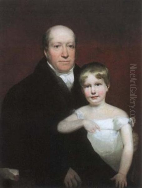 Portrait Of Roger Aytoun And His Son William Edmundstoune Aytoun At The Age Of Four Oil Painting by John Watson Gordon