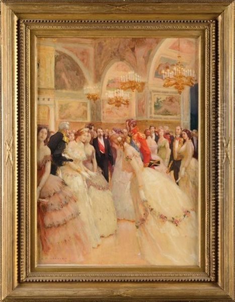 Un Bal Au Chateau De Fontainebleau Oil Painting by Auguste Francois Gorguet