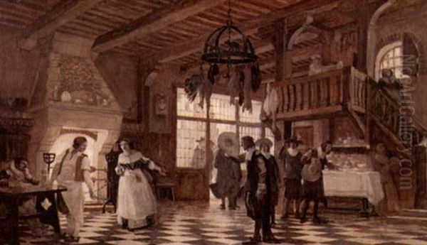 The Poet's Rotisserie From Cyrano De Bergerac, Act Ii (study) Oil Painting by Auguste Francois Gorguet