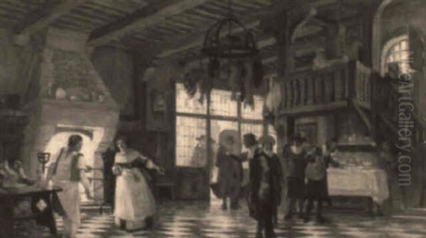 Study For The Poets' Rottisserie Oil Painting by Auguste Francois Gorguet