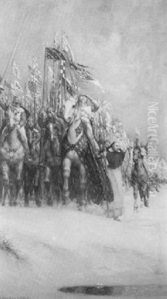 Crusaders Under The Cross Oil Painting by Auguste Francois Gorguet