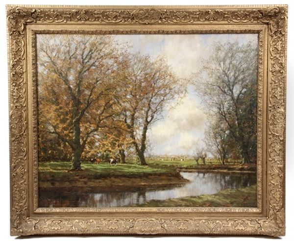 Pastoral Stream Landscape Oil Painting by Arnold Marc Gorter
