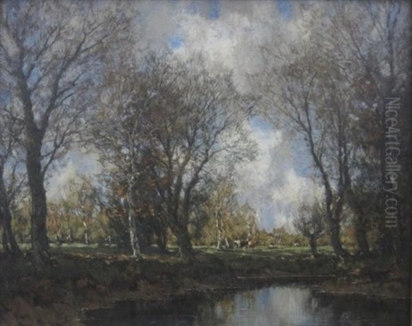 Cattle At Water's Edge Oil Painting by Arnold Marc Gorter