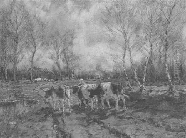 Three Small Cows Oil Painting by Arnold Marc Gorter