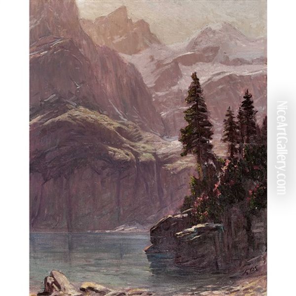 Der Oeschinensee Oil Painting by Albert H. Gos