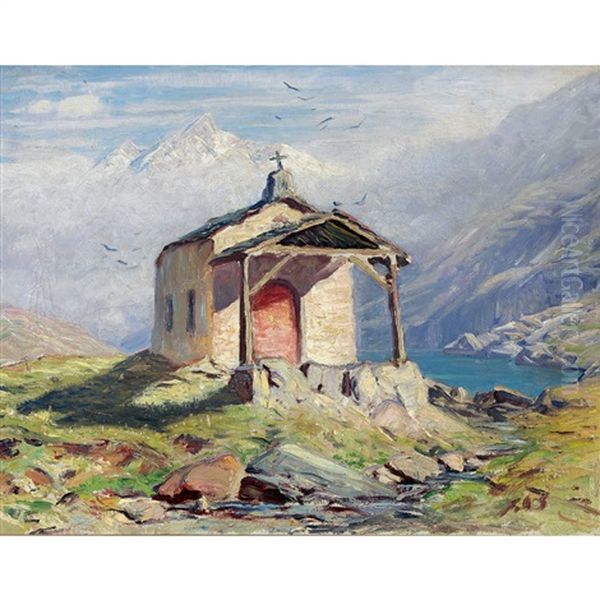 Die Kapelle Maria Zum Schnee Am Schwarzsee Bei Zermatt Oil Painting by Albert H. Gos