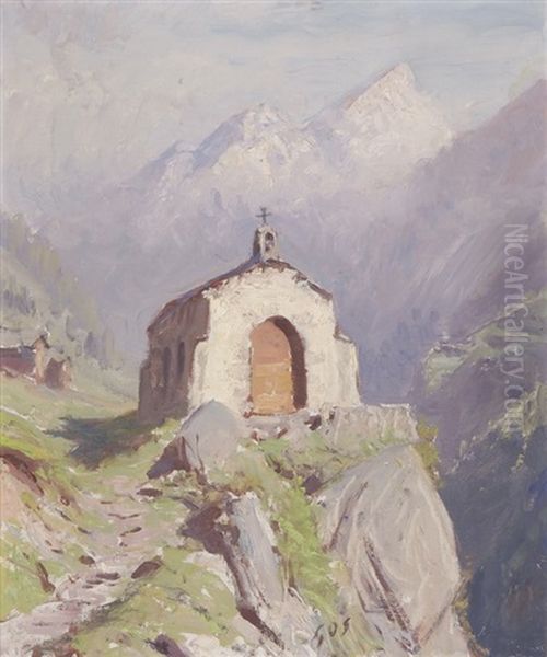 Chapelle Valaisanne Oil Painting by Albert H. Gos