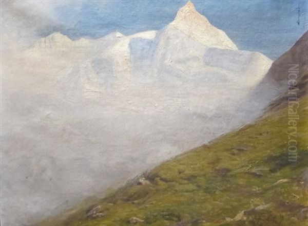 Le Rotthorn De Zinal Et Le Blanc De Moming Oil Painting by Albert H. Gos