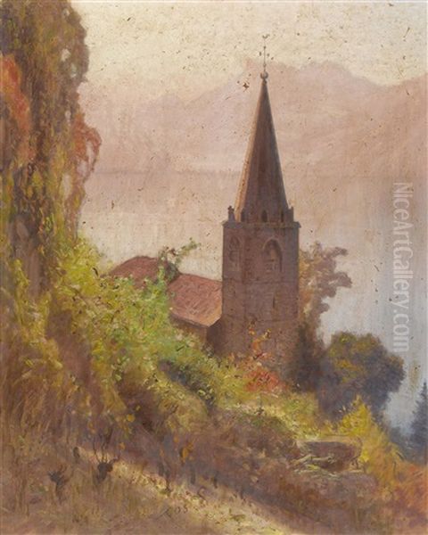 Eglise De Montreux Oil Painting by Albert H. Gos
