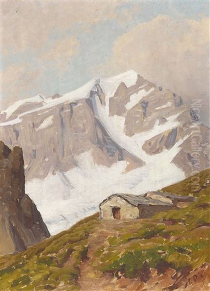 Vergletscherte Bergpartie Oil Painting by Albert H. Gos