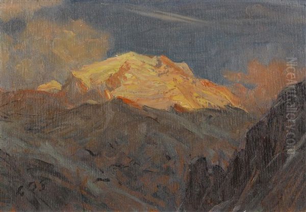 Die Jungfrau Im Abendrot Oil Painting by Albert H. Gos