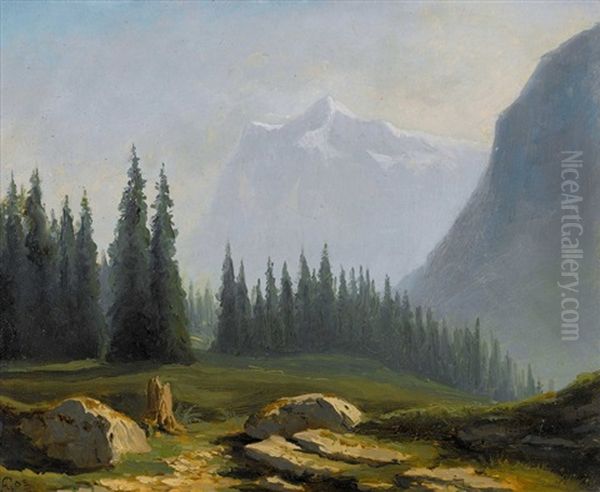 Das Wetterhorn Oil Painting by Albert H. Gos