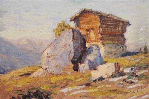 Berghutte Im Wallis Oil Painting by Albert H. Gos