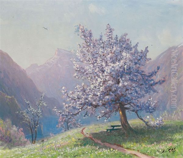 Paysage Du Chablais Avec Dents Du Midi Oil Painting by Albert H. Gos