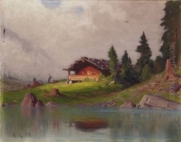 Haus Am See Oil Painting by Albert H. Gos