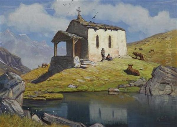 Dame Des Neiges, Chapelle Du Lac Noir Oil Painting by Albert H. Gos